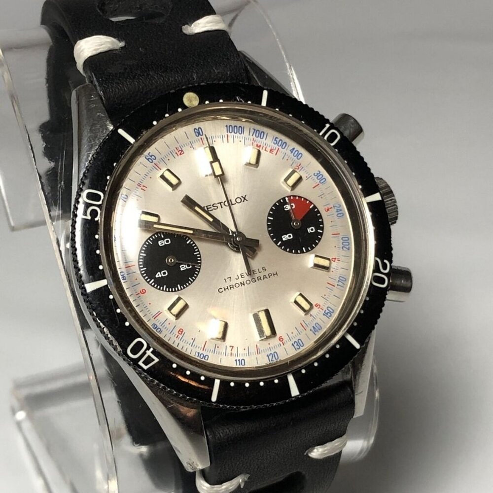 Men's Vintage Westclox Chronograph 38mm Watch BidIrectional Rotating Bezel NICE!